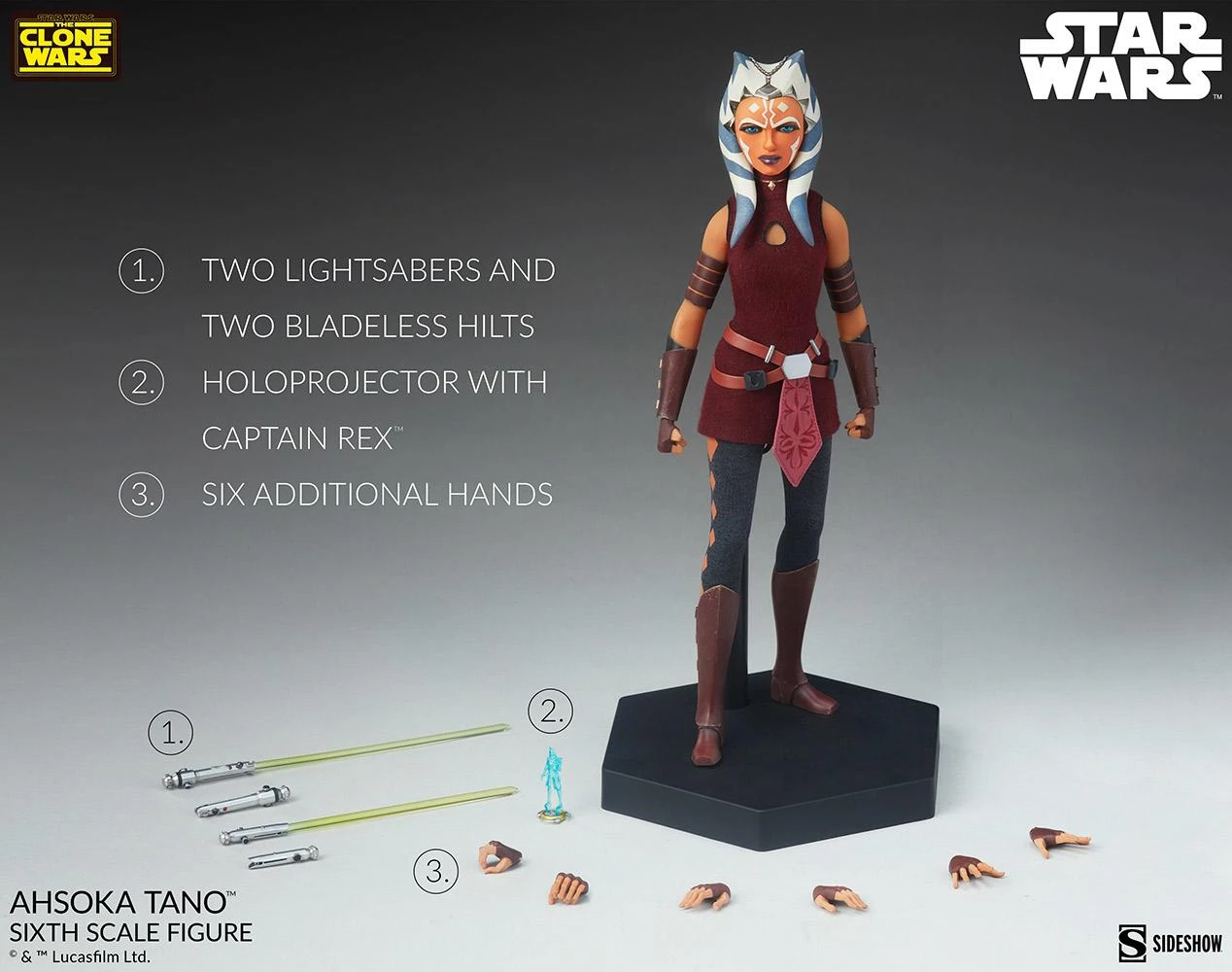 *PRE-ORDER Ahsoka Tano - Star Wars: The Clone Wars Sideshow Collectibles 1/6 Scale Action Figure 8 *PRE-ORDER Ahsoka Tano - Star Wars: The Clone Wars Sideshow Collectibles 1/6 Scale Action Figure - Image 6