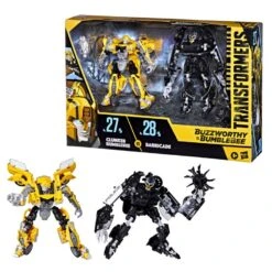 Hasbro Transformers Studio Series Buzzworthy Bumblebee Deluxe Action Figure 2-Pack - Clunker Bumblebee VS Barricade -Hasbro Store box figs