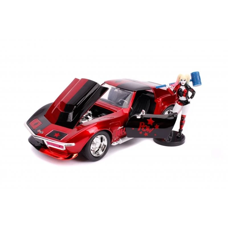 Jada Toys DC Harley Quinn - 1969 Corvette With Harley Quinn Figure Hollywood Rides 1:24 Scale Die Cast Vehicle 6 Jada Toys DC Harley Quinn - 1969 Corvette With Harley Quinn Figure Hollywood Rides 1:24 Scale Die Cast Vehicle - Image 4