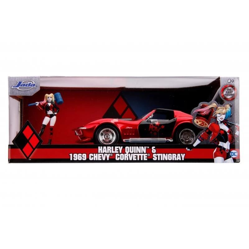 Jada Toys DC Harley Quinn - 1969 Corvette With Harley Quinn Figure Hollywood Rides 1:24 Scale Die Cast Vehicle 3 Jada Toys DC Harley Quinn - 1969 Corvette With Harley Quinn Figure Hollywood Rides 1:24 Scale Die Cast Vehicle