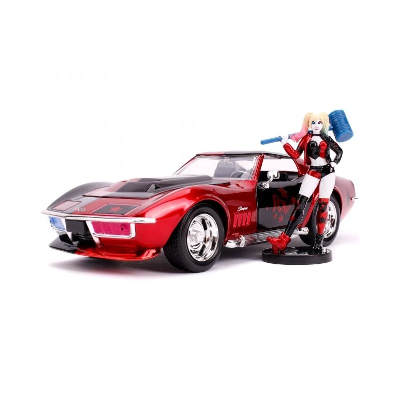 Jada Toys DC Harley Quinn - 1969 Corvette With Harley Quinn Figure Hollywood Rides 1:24 Scale Die Cast Vehicle 4 Jada Toys DC Harley Quinn - 1969 Corvette With Harley Quinn Figure Hollywood Rides 1:24 Scale Die Cast Vehicle - Image 2