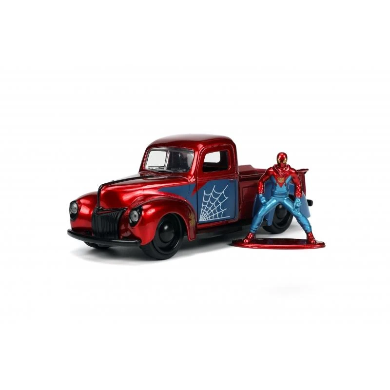 Jada Toys Marvel Spider-Man - 1941 Pickup With Proto-suit Spider-Man Figure Hollywood Rides 1:32 Scale Die Cast Vehicle 4 Jada Toys Marvel Spider-Man - 1941 Pickup With Proto-suit Spider-Man Figure Hollywood Rides 1:32 Scale Die Cast Vehicle - Image 2