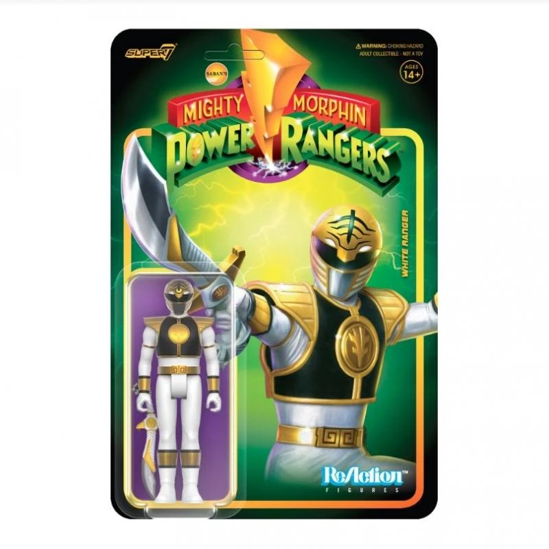 SUPER7 Power Rangers ReAction Action Figure Wave 4 - White Ranger 3 SUPER7 Power Rangers ReAction Action Figure Wave 4 - White Ranger